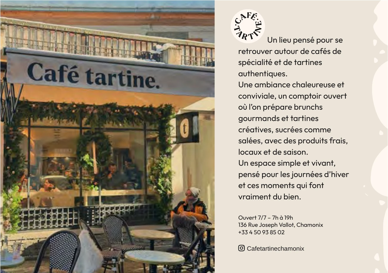 L’encart Café Tartine paru en page 63 de Pulsations : notre terrasse et la présentation du café